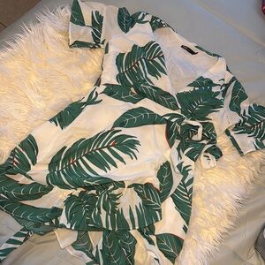 Ina Women's Mini Dress - Green Leaf Print